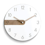White Acrylic with Walnut Accent Quartz Wall Clock with Silent Movement