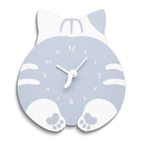 Blue and White Cat Quartz Wall Clock