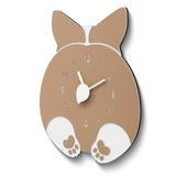 Pink and White Dog Quartz Wall Clock
