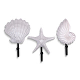 Seashells Set of 3 Resin and Iron Wall Hooks