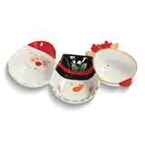 Santa, Snowman and Reindeer Three Section Ceramic Server Tray