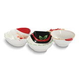 Santa, Snowman and Reindeer Three Section Ceramic Server Tray