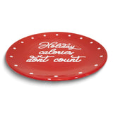 HOLIDAY CALORIES DON'T COUNT Red Ceramic Cookie Tray