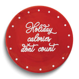 HOLIDAY CALORIES DON'T COUNT Red Ceramic Cookie Tray