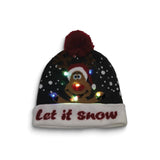 LET IT SNOW Reindeer LED Lighted Beanie Hat