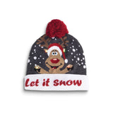 LET IT SNOW Reindeer LED Lighted Beanie Hat