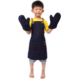 Dark Blue Denim Childs Apron with Oven Mitts