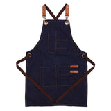 Dark Blue Denim Adult Apron with Oven Mitts