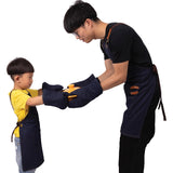 Dark Blue Denim Adult Apron with Oven Mitts