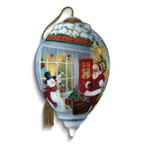 Neqwa Art Santa's Toy Shop by Lisa Alderson Hand-painted Glass Ornament