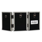 Pewter Portrait Hinged Brushed and Beaded 2x3 Triple Photo Frame
