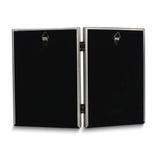 Pewter Portrait Hinged Brushed and Beaded 5x7 Double Photo Frame