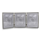 Pewter Portrait Hinged Brushed and Beaded 8x10 Triple Photo Frame