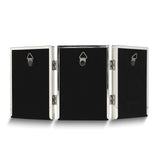 Silver-tone Portrait Hinged Polished Beaded 3x5 Triple Photo Frame