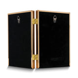 Gold-tone Portrait Hinged Polished Beaded 4x6 Double Photo Frame