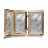 Gold-tone Portrait Hinged Polished Beaded 4x6 Triple Photo Frame