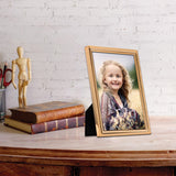 Gold-tone Polished Beaded 5x7 Photo Frame