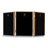 Gold-tone Portrait Hinged Polished Beaded 5x7 Triple Photo Frame