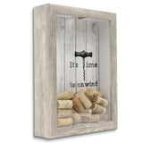 It's Time to Unwind Weathered Gray with Glass Window Cork Holder Shadow Box