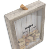 It's Time to Unwind Weathered Gray with Glass Window Cork Holder Shadow Box
