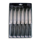 Stainless Steel with Black Rubber Handles 6 Piece Steak Knife Set