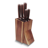 Stainless Steel with Walnut Wood Handles 5 Piece Kitchen Knife Set with Acacia Wood Storage Block