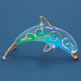 Paradise Dolphin Handcrafted Glass Figurine with 22k Gold Trim