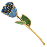 Lacquer Dipped Gold Trimmed Navy Pearl Real Rose