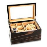 Lacquered Ebony Burl Finish Dual Watch Winder
