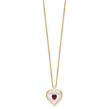 Glass Baron 22K Accent Gilding Gold-trim Glass with Red January Birthstone Crystal from Swarovski Heart 18 inch Gold-tone Necklace