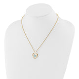 Glass Baron 22K Accent Gilding Gold-trim Glass with Blue March Birthstone Crystal from Swarovski Heart 18 inch Gold-tone Necklace