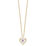 Glass Baron 22K Accent Gilding Gold-trim Glass with Light Purple June Birthstone Crystal from Swarovski Heart 18 inch Gold-tone Necklace