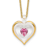 Glass Baron 22K Accent Gilding Gold-trim Glass with Pink October Birthstone Crystal from Swarovski Heart 18 inch Gold-tone Necklace