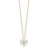 Glass Baron 22K Accent Gilding Gold-trim Glass with Blue December Birthstone Crystal from Swarovski Heart 18 inch Gold-tone Necklace