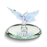 Blue Butterfly with Crystals Handcrafted Glass Figurine