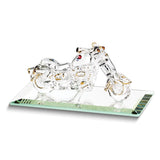 Glass Baron with Crystal Accents Handcrafted Glass Motorcycle Figurine