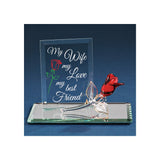 MY WIFE MY LOVE MY BEST FRIEND Red Rose Handcrafted Glass Figurine