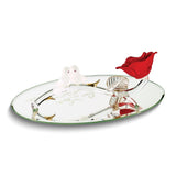 OUR LOVE WILL LAST FOREVER Red Rose with Doves Handcrafted Glass Figurine with 22k Gold Trim