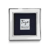 925 Sterling Silver Tarnish Resistant Classic Beaded 2x2 Photo Frame with Finished Wood Back