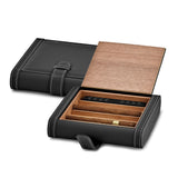 Luxury Giftware Black Polyurethane Cedar-Lined 5-Cigar Travel Case