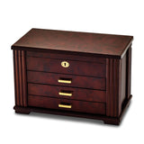 Matte Rosewood Burlwood Finish Locking Jewelry Box