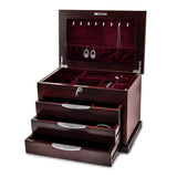 Matte Finish Ebony Veneer 3-Drawer Musical Jewelry Box