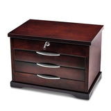 Matte Finish Ebony Veneer 3-Drawer Musical Jewelry Box