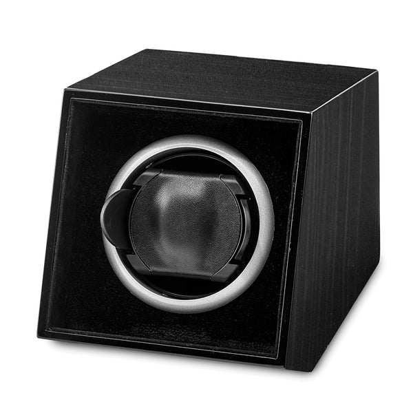 Luxury Giftware Black Finish Wood Acrylic Window Single Watch Winder