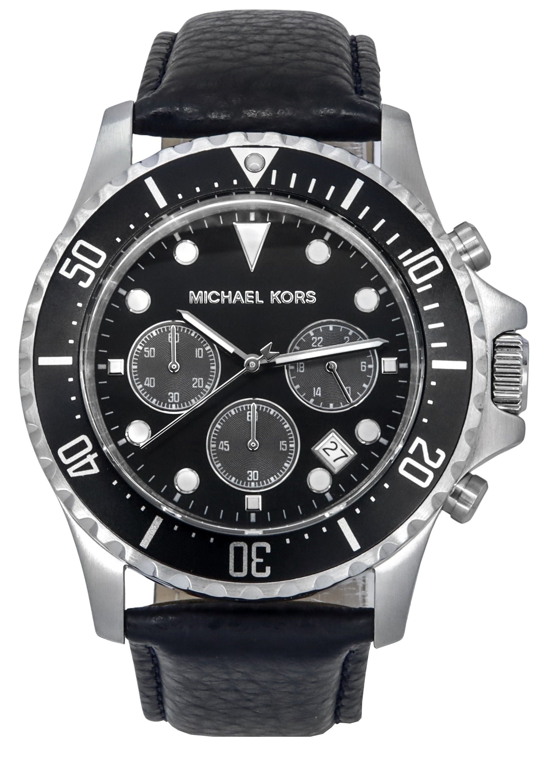 Leather Black Everest – Dial Chronograph Nubo Kors Watches Navy MK9091 Michael Quartz