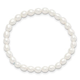 4-5mm White Rice Freshwater Cultured Pearl 40mm Stretch Bracelet