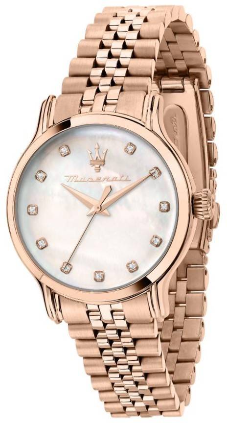 Maserati Epoca Diamond Accents Rose Gold Tone Stainless Steel Mother Of Pearl Dial Quartz R8853118517 100M Women's Watch
