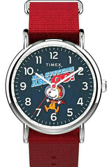 Timex x Peanuts NASA TW2T82600 Weekender 38mm Red Fabric Strap Watch