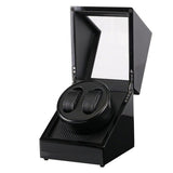 US Plug Wooden Lacquer Piano Glossy Black Carbon Automatic Watch Winder