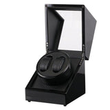 US Plug Wooden Lacquer Piano Glossy Black Carbon Automatic Watch Winder